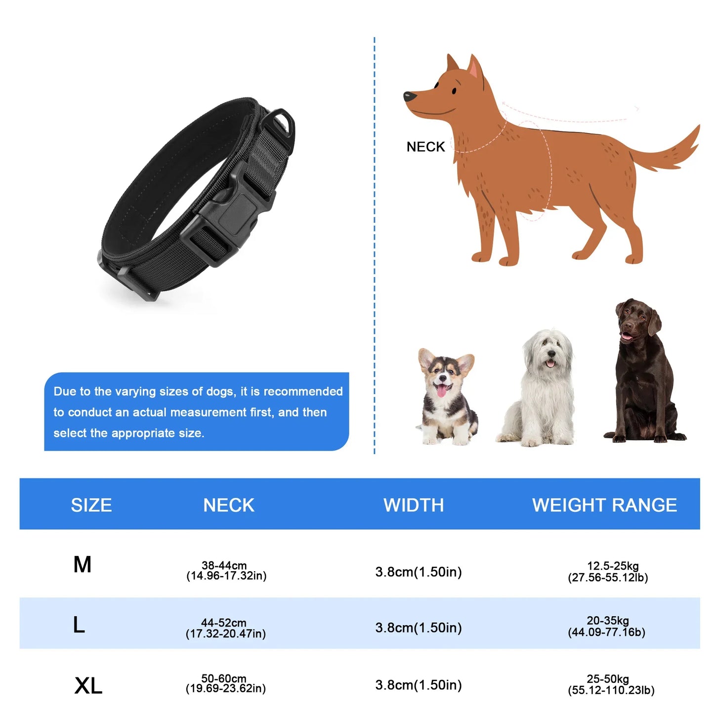 Large Medium Dog Tactical Collar High Strength Tensile Explosion-Proof Pet Collar Outdoor Training Supplies for Canines