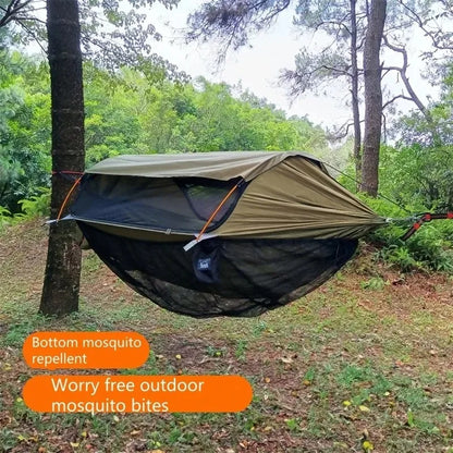 Camping Hammock with Bottom Mosquito Net Removable Mesh Underquilt Bug Net Quick Setup Hanging Bed for Outdoor Hiking