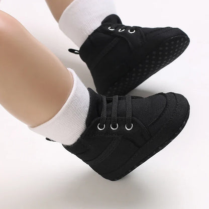 Baby Learning Walk Shoes, Striped PU Sports Shoes for Infants 0-18M, Soft Sole Lightweight Casual Footwear