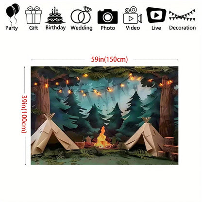 1 Photography Camping Background - Forest Scene Party Background with