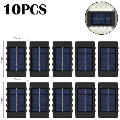10 LED Solar Wall Lamp Outdoor Waterproof Solar Powered Light UP and