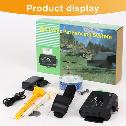 023 Dog Electric Fence Shock Training Collar Electronic Pet Fencing System Adjustable Control Range Wired Containment System
