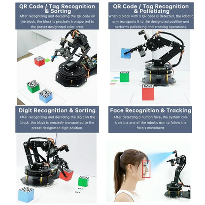 6 DOF Robotic Arm with Gripper Claw, PS2 Control, Metal Alloy, 20kg Servo, Compatible Arduino STM32 DIY Programmable Robot Kit