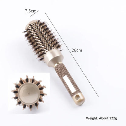 Round Ionic Hair Brush for Blow Dry Women Boar Bristles Hair Comb Ceramic Hairbrush Styling Tools For Drying Curly Hair Straight