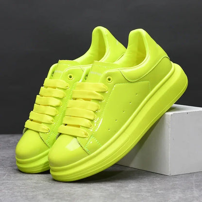 Brand Men's Shoes Black Glossy Casual Men Shoes White Fashion Couple Sneakers Man Shoes for Men