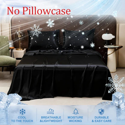 Summer Cooling Bed Sheet Breathable Comfortable Cooling Blanket Ice Silk Fabric Solid Color Flat Sheet Luxury Bedding Sheet