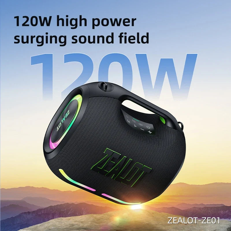 Zealot-ZE01 120W Big Power Portable Bluetooth Speaker Wireless TWS Subwoofer Bluetooth Speaker Waterproof Mobile HIFI Quality