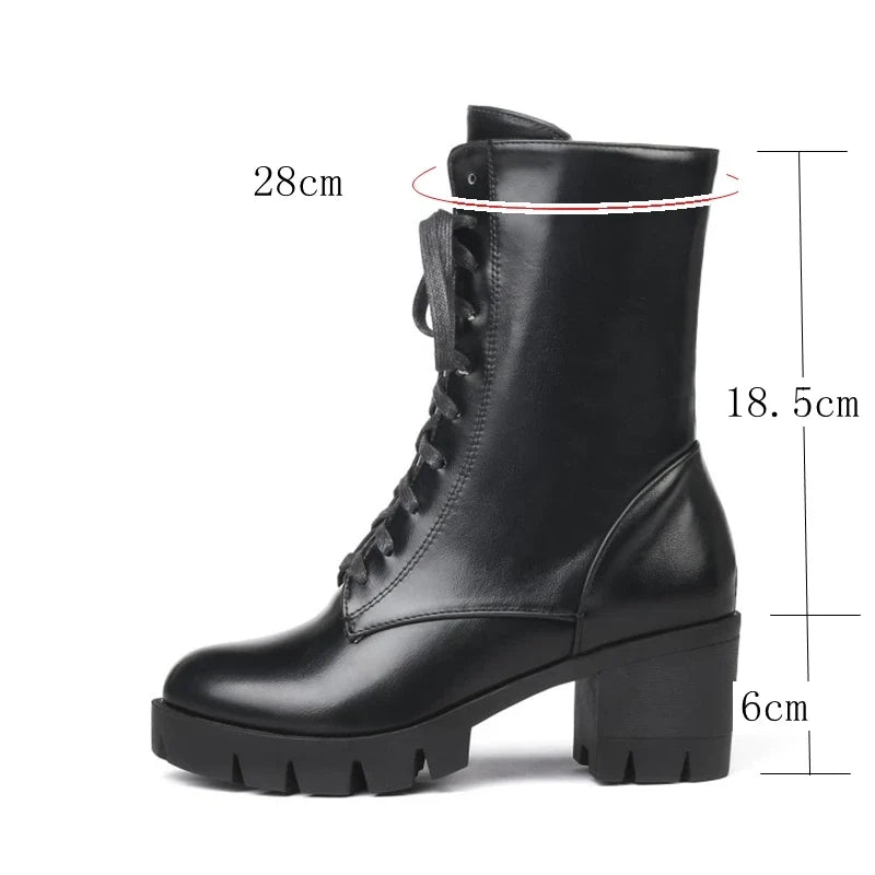 SIMLOVEYO Rubber Lace Up Black Autumn Chunky Boots big size 46 Ankle Boots Women Platform Shoes Ladies shoes women shoes Hot