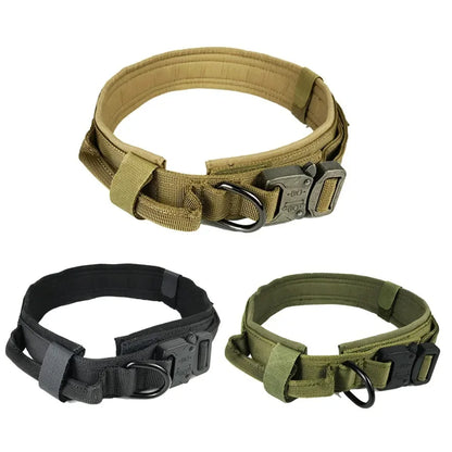 actical Dog Collar  Adjustable Military Training Nylon Dog Collar with  Heavy Metal Buckle for Medium and Large Dogs