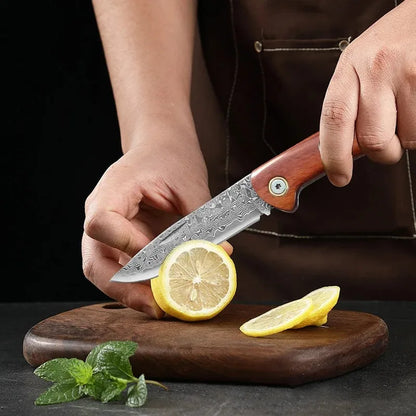 Folding Blade Kitchen Knife Stainless Steel Meat Cleaver With Wood Handle Cooking Household Meat Fruit Vegetables Barbecue Knife