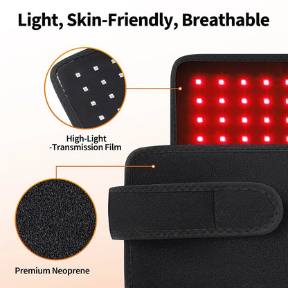72 LEDs Red Light Therapy Pad Home Use 660nm 850nm Near Infrared Waist Massager Belt for Back Abdomen Leg Muscle Relaxation Wrap