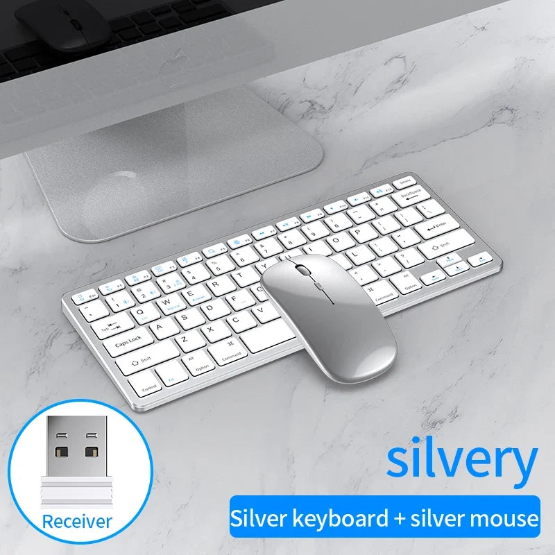 NexusClick Wireless Ergonomic Keyboard Mouse Combo - Rechargeable Mini Multimedia Set for PC, Laptop, MacBook