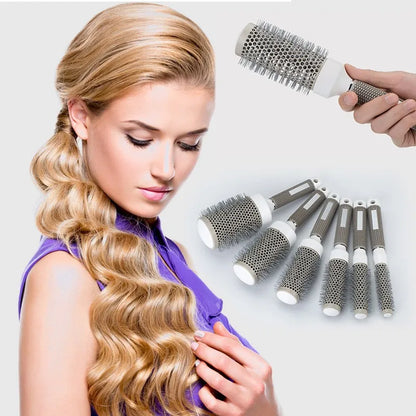 6 Size Ceramic Ion Hair Brush Nano Hairbrush Thermal Ceramic Ion Round Comb Hairdressing Hair Salon Styling Drying Curling