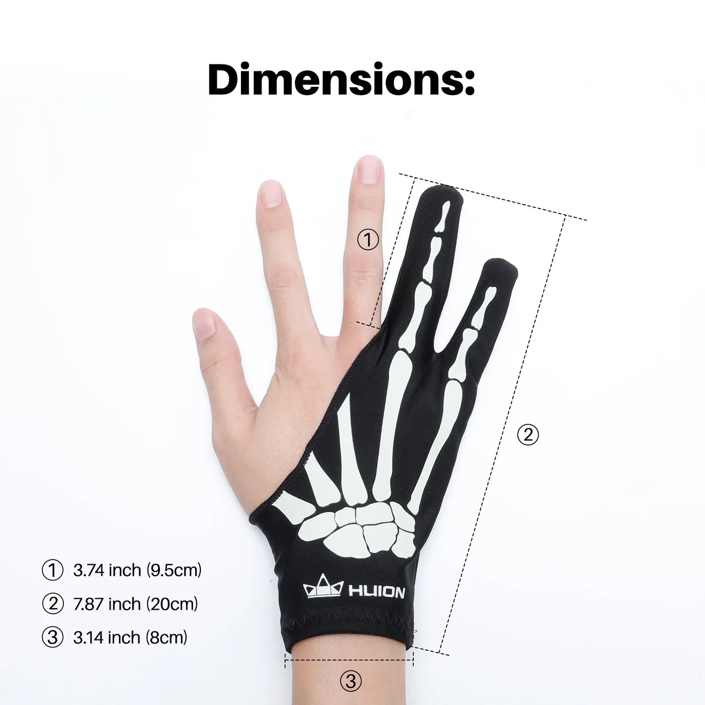 Huion Skeleton Glove Two- Finger Anti-fouling Artist Glove Flexible and Comfortable Drawing Glove