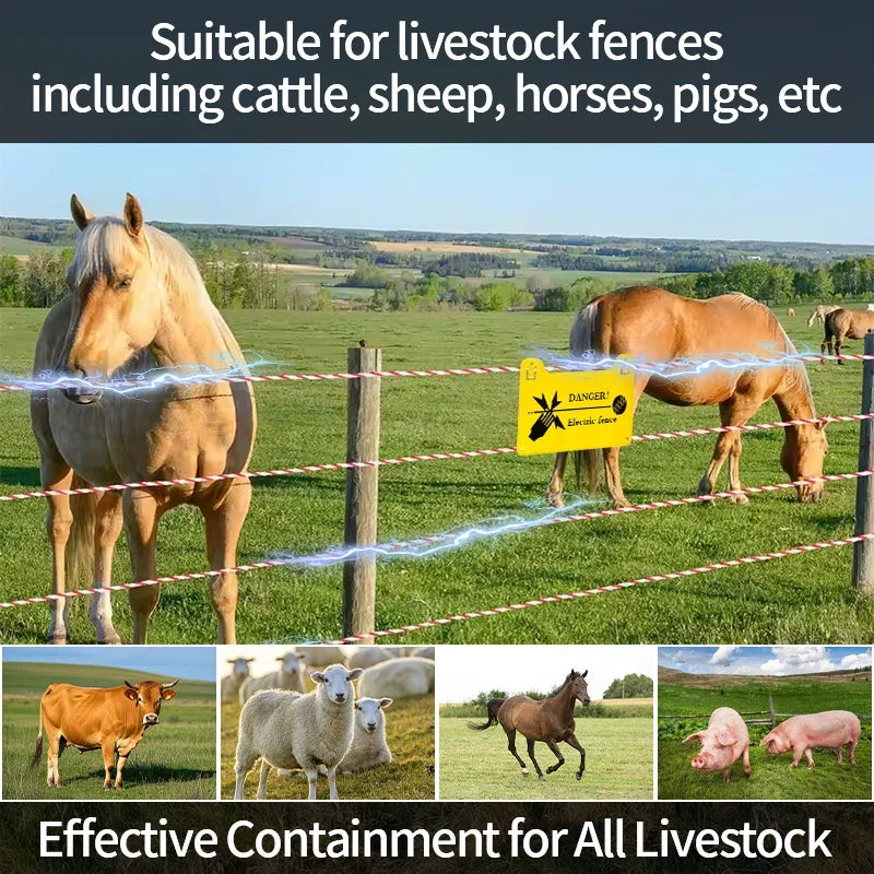 200M Heavy Duty Electric Fence Polywire,High Conductivity Steel Wire Rope for Farm,Horse, Cattle and Garden Fencing