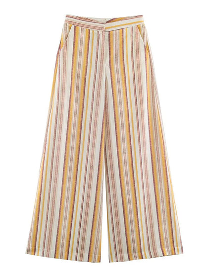 HH Women Summer Elegant Striped 2 Piece Outfit One Shoulder Top Wide Leg Pants For Dinner Date Party Vacation Holiday Wear