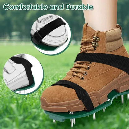 2026 new model lawn aerator shoes manual lawn aerator with spike adjustable spiked aerating sandals reusable plastic lawn