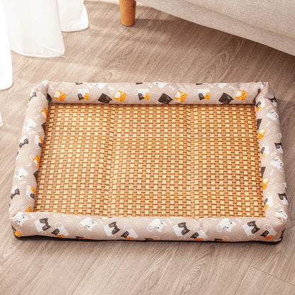 Pet Summer Mat Cute Dog Cooling Sofa Breathable Small Dog Bed Cushion Moistureproof Rattan Wear Cat Mat Accessories