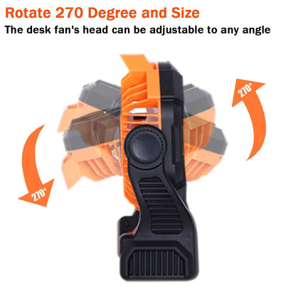 Camping Fan with LED Light, Rechargeable Tent Fan, Portable USB Fan, Quiet Operation, Battery Powered, Hook Design, for Outdoor