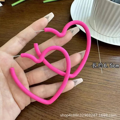 Simple Big Round Star Heart Hoop Earrings For Women Geometric Plastic Exaggerated Earring Hyperbole Trendy Ring Earrings Jewelry