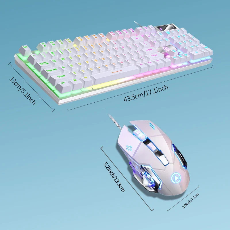 Wired Backlit Keyboard and Mouse Combo USB Ergonomic Mechanical Feel Gaming Office Keyboard Mouse Set for Desktop Laptop PC Home