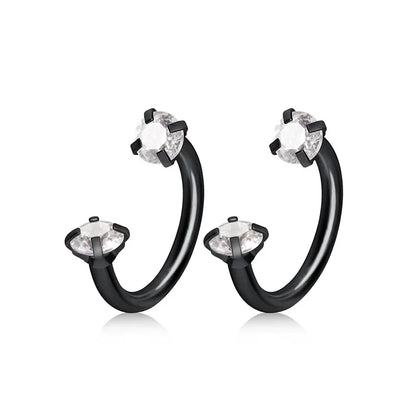 2Pcs Stainless Steel Crystal CZ Tragus Piercing Helix Studs Earrings For Women Girls Hoop Nose Ring Body Piercing Jewelry
