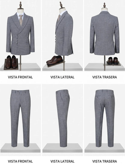ST Cassy Elegant Men Suit for Wedding Slim Fit Double Breasted Multiple Buttons Casual Business Man 2 Piece Set Party Outfit