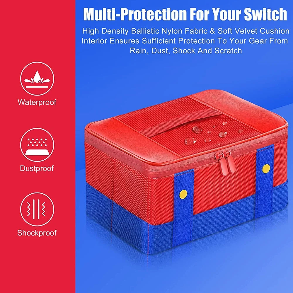 Large Capacity Carrying & Storage Case, All-in-One Protective Travel Bag for Full Set Game Console & Controllers, Shockproof