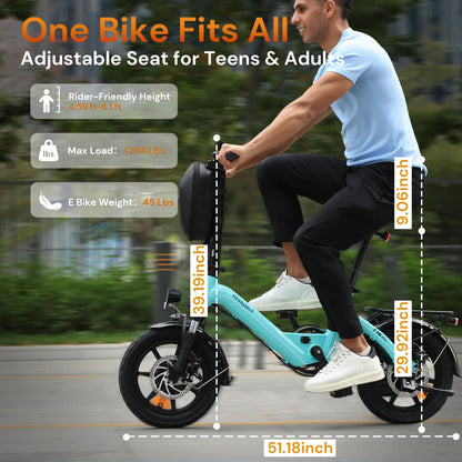 Bodywel T16Pro 250W 36V 10.4Ah Electric Folding Bike 14 Shock Absorber Double Disc Brakes LCD Urban Commute