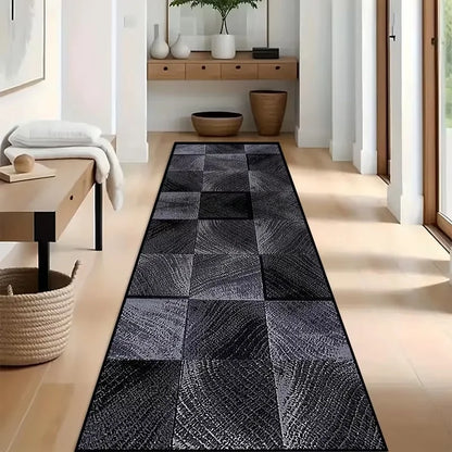 VIKAMA Black Gold Marble Vein Runner Rug Non Slip Washable Long Floor Mat for Hallway Entryway Modern Luxury Home Decor