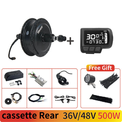 Ebike Motor Kit High Speed Brushless Gear Hub 36V 48V 350W 500W Electric Bike Conversion  Front Cassette Rear display P6 ZEMAKE