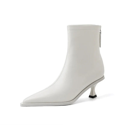 2025 Fashion Women Shoes Ankle Boots Sexy Autumn Winter Pointed Toe High Heels Genuine Leather Casual Black Shoes Size 34-40