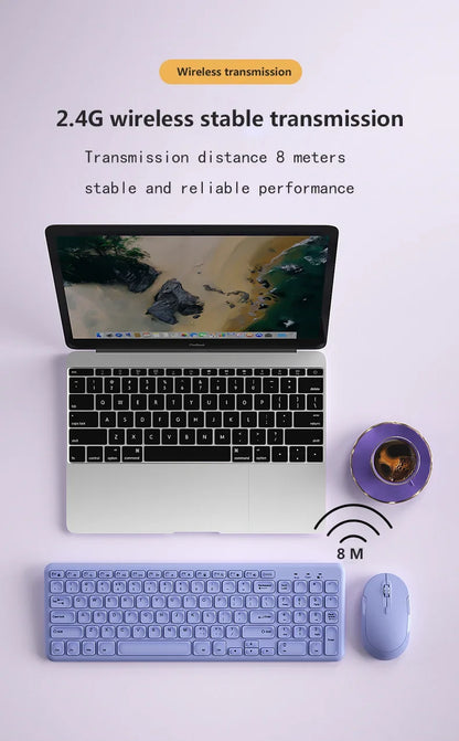 Fashion Wireless Keyboard and Mouse Combo Gamer Silent Keyboards Mouse Set Ultra Thin Office PC Ergonomic Gaming Pink Keypad