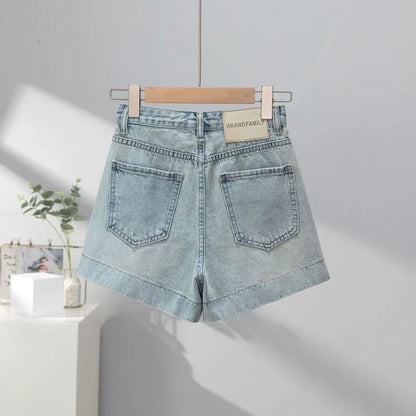 Light Blue High Waist Skinny Short Shorts Women's Summer New Style American Ultra Short Shorts Hot Pants Retro Denim Shorts