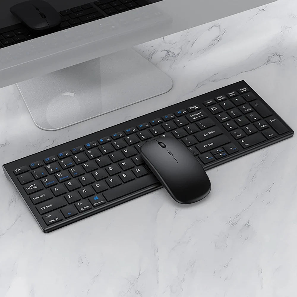 2.4G Wireless & bluetooth Keyboard Mouse Set Rechargeable Ultra-thin Computer Office Gaming Silent Slim Keyboard Mouse for ipad