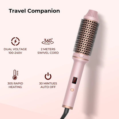3 In 1 Hair Dryer Hot Air Brush Curling Iron Brush 32mm Electric Rotating Hair Curler Straightener Volumizing Brush Styler Dryer