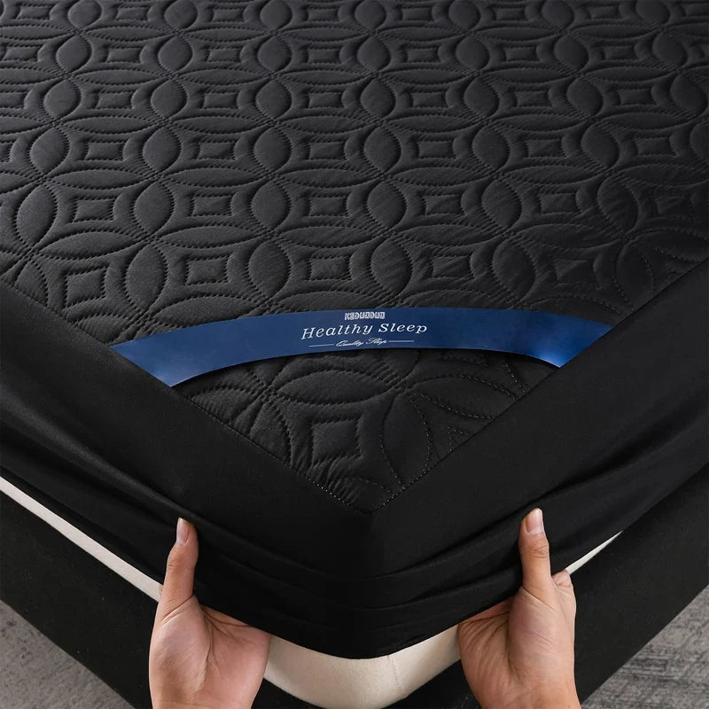 Ultrasonic Quilted Waterproof Antibacterial Mattress Protector Breathable Ultra Soft Noise Free 30CM Deep Pocket Fitted Sheet