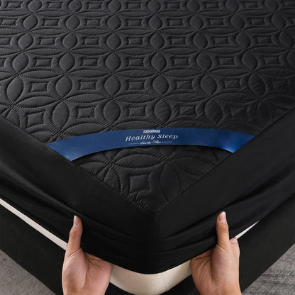 Ultrasonic Quilted Waterproof Antibacterial Mattress Protector Breathable Ultra Soft Noise Free 30CM Deep Pocket Fitted Sheet