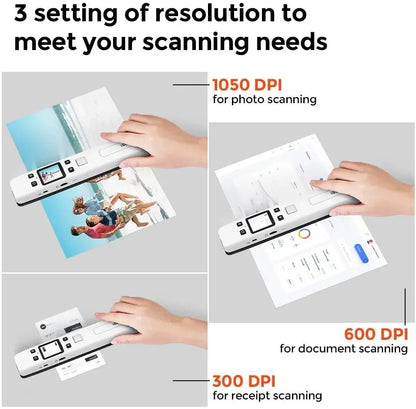 Handheld Flat Scanner HD Scanner 1050DPI Portable WIFI Wireless Scanner for Documents Homework Scan Photos JPG/PDF No Driver