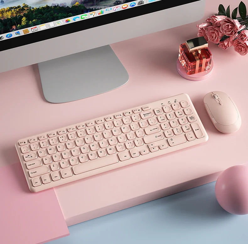 Fashion Keyboard and Mouse Set Wireless PC Gamer Keyboards and Mouse Kit Ultra Thin Office Ergonomic Gaming Keypad Mice Purple