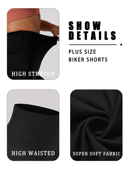 2 Pack Plus Size Biker Shorts for Women High Waisted Super Soft