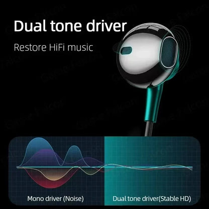 Type C&3.5mm Headphones HiFi Bass Stereo Volume Control Headset In HD Mic Wired Earbuds For IPhone15-17/Samsung Series Earphones