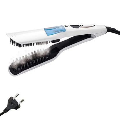 LCD Display Steam Hair Straightener PTC Heated Scalable Hair Straightener Brush Frizz-Free Fast Heating