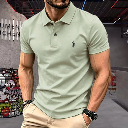 100% pure cotton high-end brand men's short sleeve polo shirt 2026 summer luxury fashion pony embroidery golf top casual T-shirt