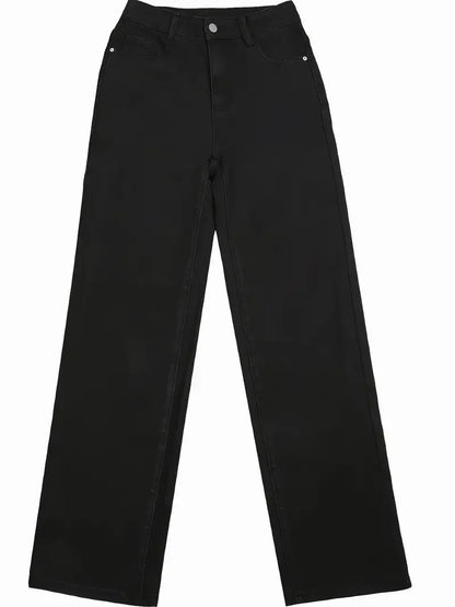 Y2k Jeans For Woman Elastic Straight Leg Butt Lifting Tummy Control Denim Pants Black Stretch Slim High Waist
