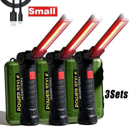 360° Rotating LED Work Light Sets 5 Modes USB Rechargeable Magnetic Base Hanging Hook Waterproof for Garage Auto Repair Camping