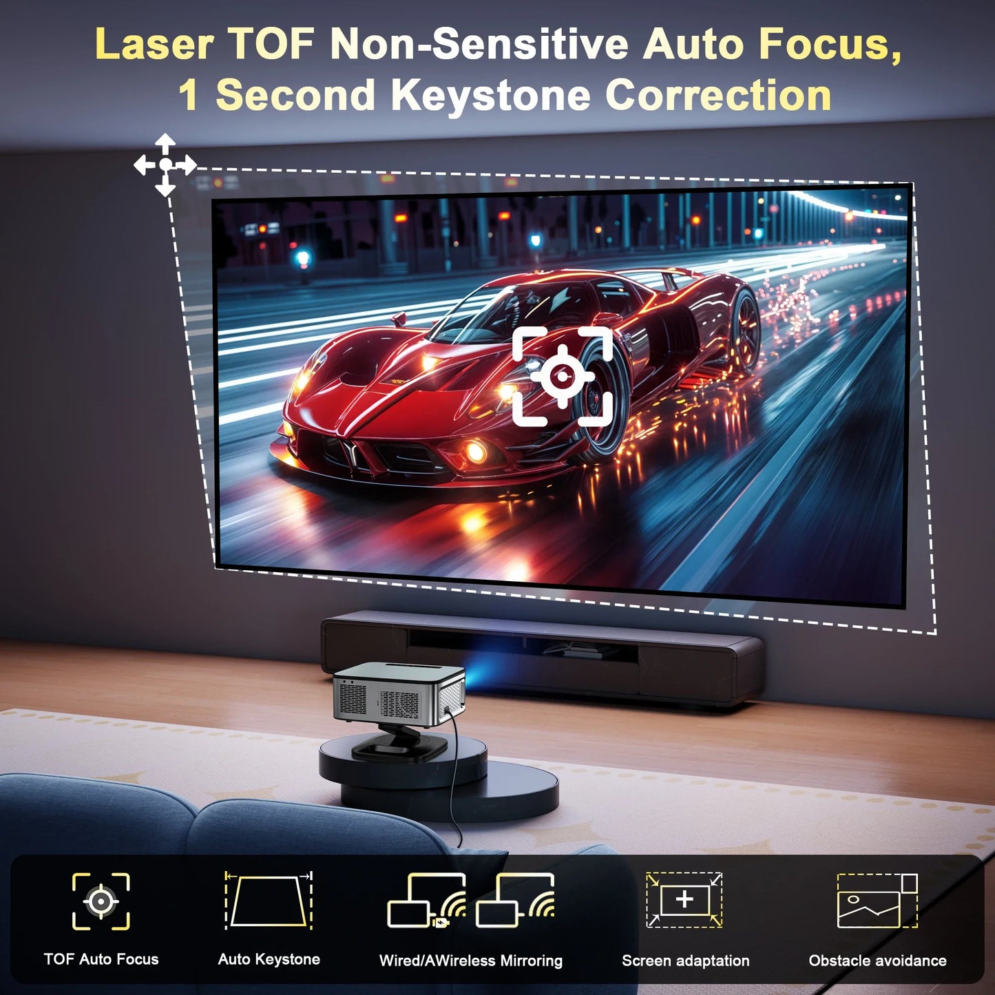 HORLAT 3200Ansi Lumens 4K Full HD Projector T10ULTRA 2G 32G Home Theater WiFi Android 14 Portable Smart TV Cinema Beam Projector