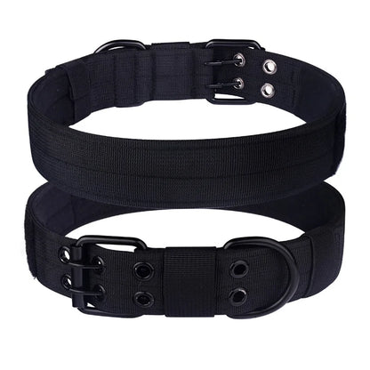 Tactical Dog Collar, Heavy Duty Nylon Dog Collar with Double Buckle, Adjustable Military Dog Collar for Medium Large Dogs