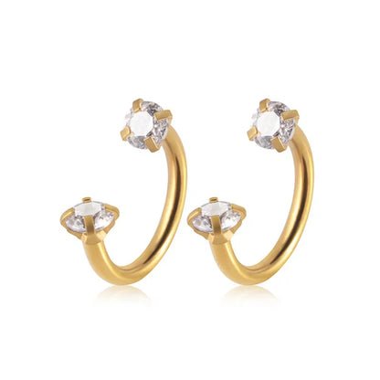 2Pcs Stainless Steel Crystal CZ Tragus Piercing Helix Studs Earrings For Women Girls Hoop Nose Ring Body Piercing Jewelry