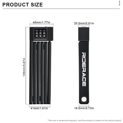 RIDERACE Foldable Bicycle Password Lock Portable Anti-Theft MTB Mountain Bike Scooter Electric E-Bike Road Cycling Folding Locks